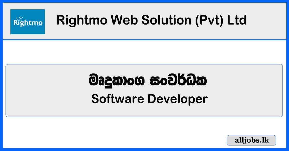 Software Developer - Rightmo Web Solution (Pvt) Ltd Vacancies