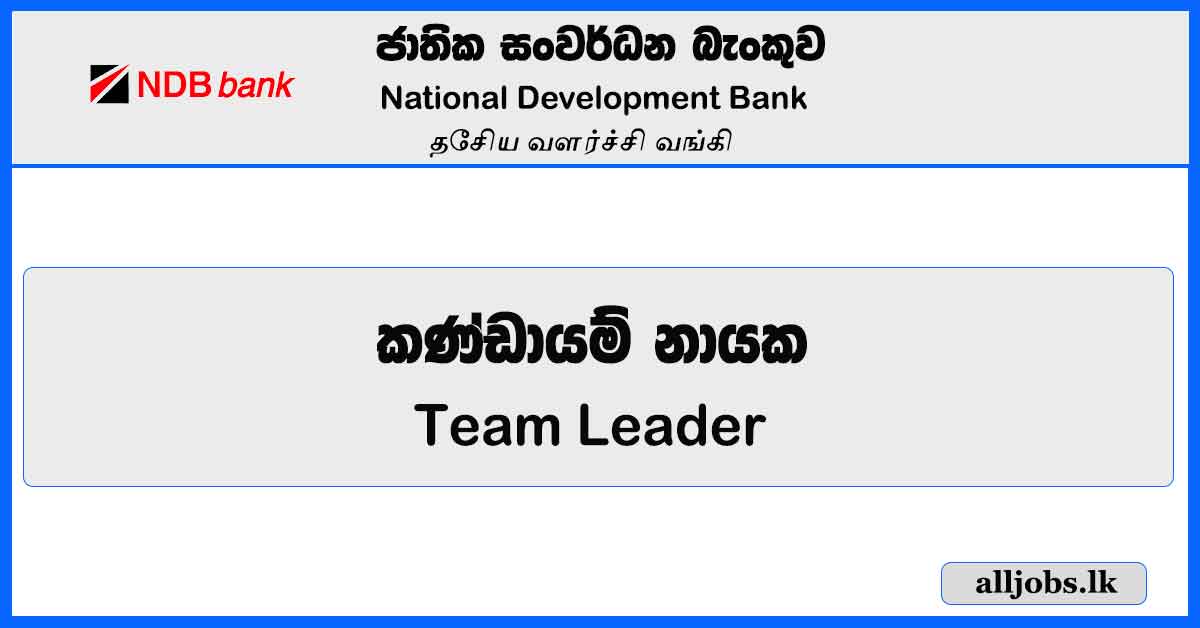 Team Leader (Wholesale Banking) – National Development Bank Vacancies