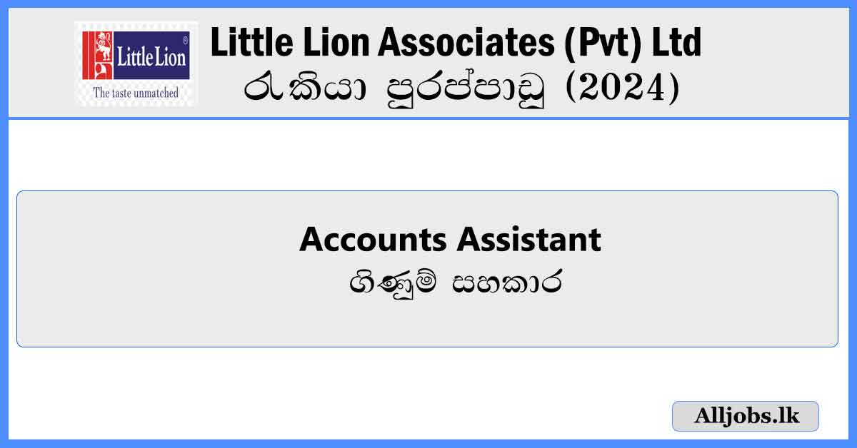 Accounts-Assistant-Little-Lion-Associates-Pvt-Ltd-Job-Vacancies-2024-alljobs.lk