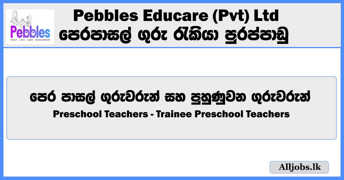 Preschool Teachers - Trainee Preschool Teachers - Pebbles Educare (Pvt) Ltd Job Vacancies 2024