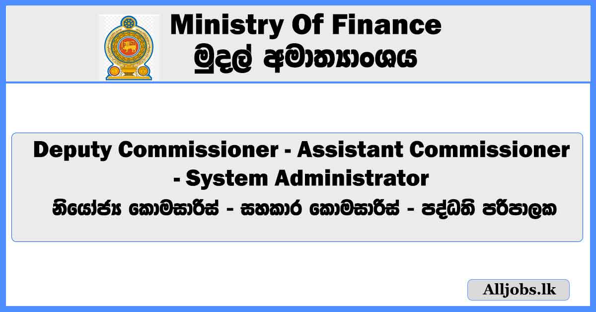 deputy-commissioner-assistant-commissioner-system-administrator-ministry-of-finance-job-vacancies