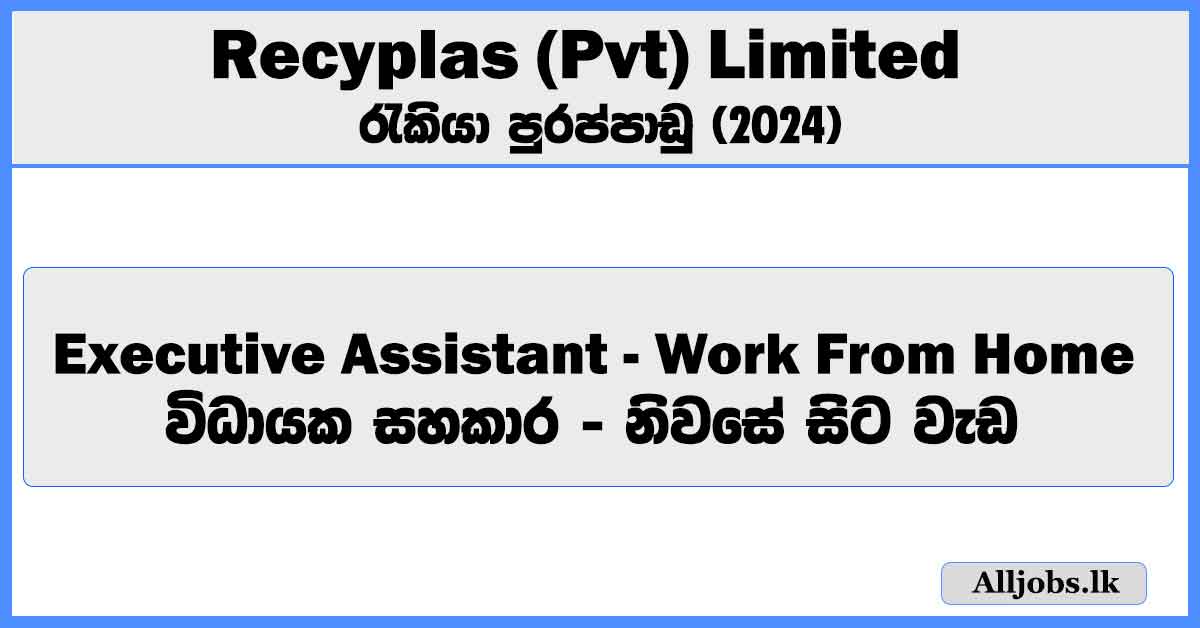 executive-assistant-recyplas-pvt-limited-work-from-home-job-vacancies