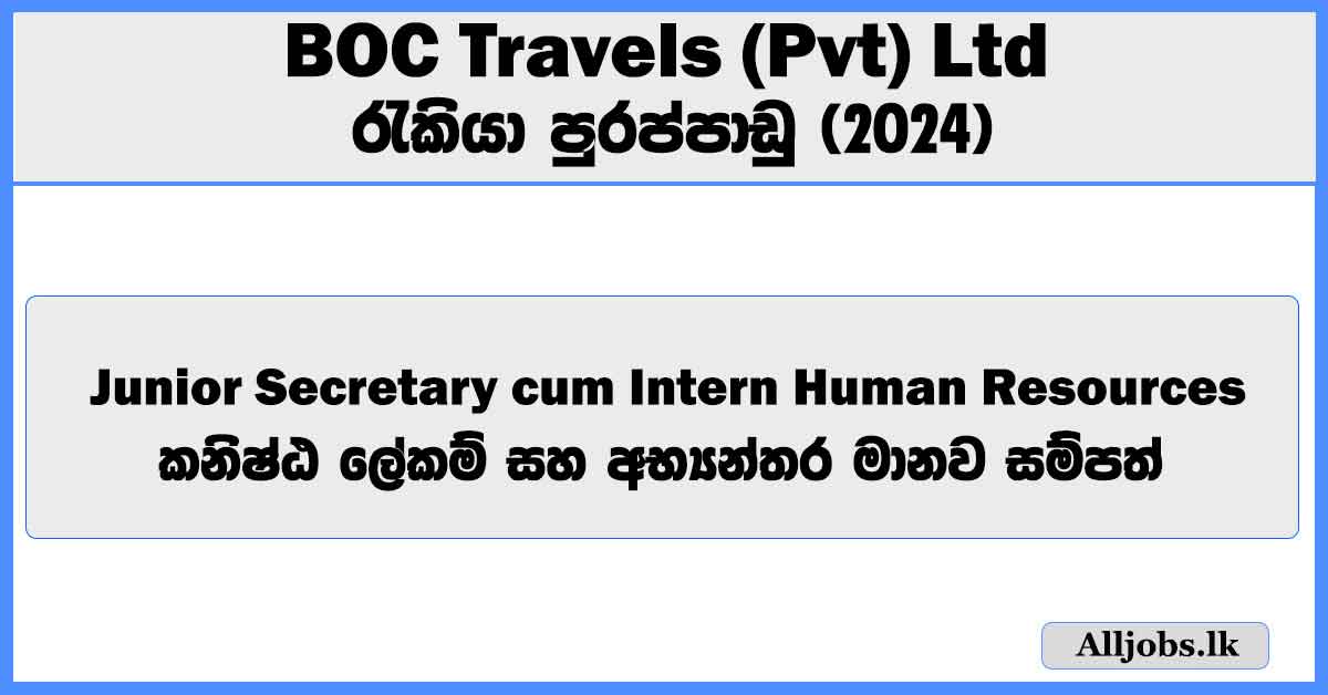 junior-secretary-cum-intern-human-resources-boc-travels-pvt-ltd-job-vacancies-2024