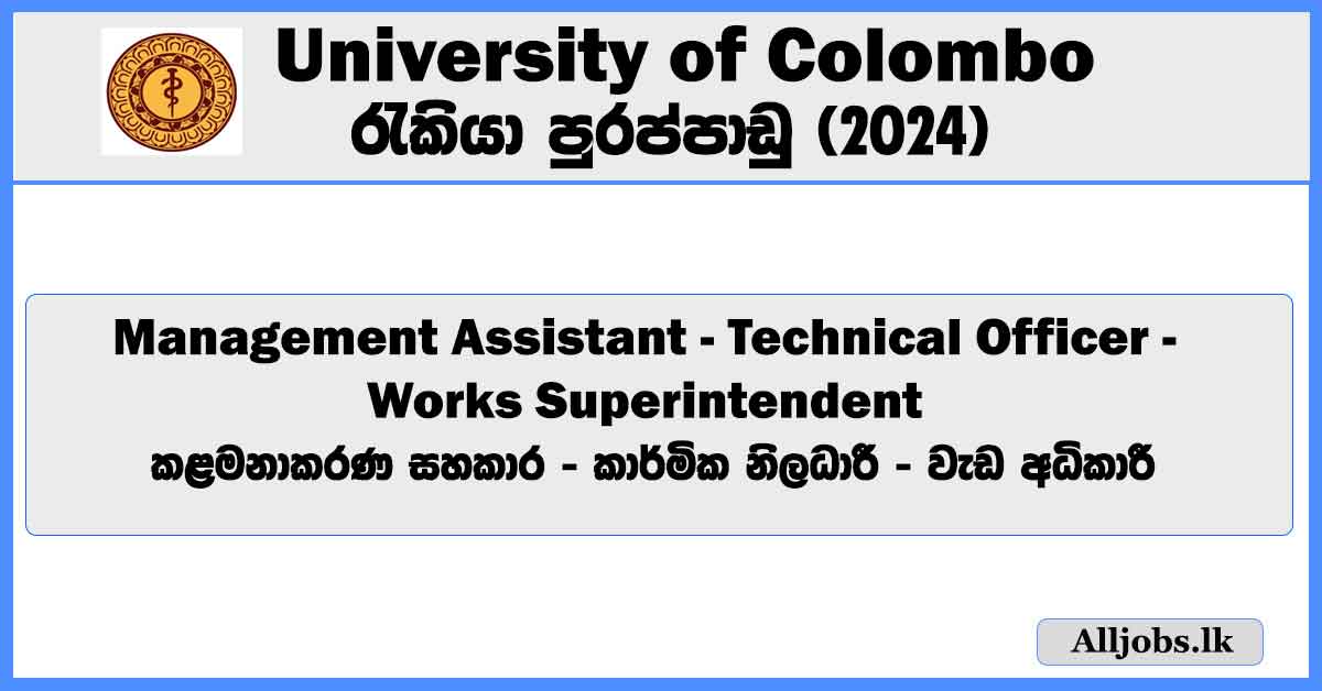 management-assistant-technical-officer-works-superintendent-postgraduate-institute-of-medicine-university-of-colombo-job-vacancies-2024