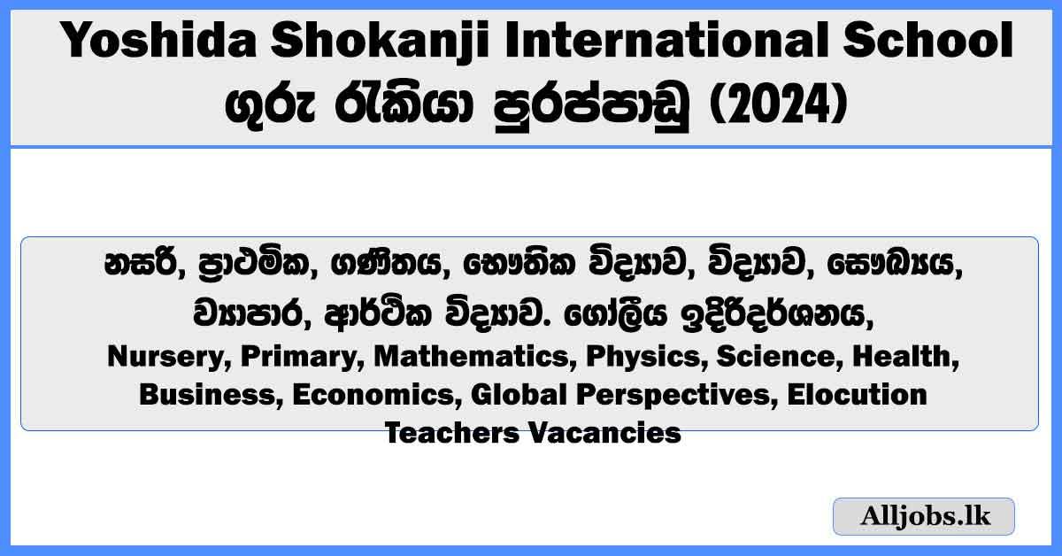 teachers-vacancies-yoshida-shokanji-international-school-job-vacancies